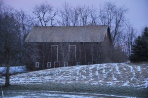 barn in winter